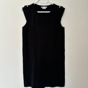 Lacoste Little Black Sleeveless Dress Women 38 Small - Gold Buttons